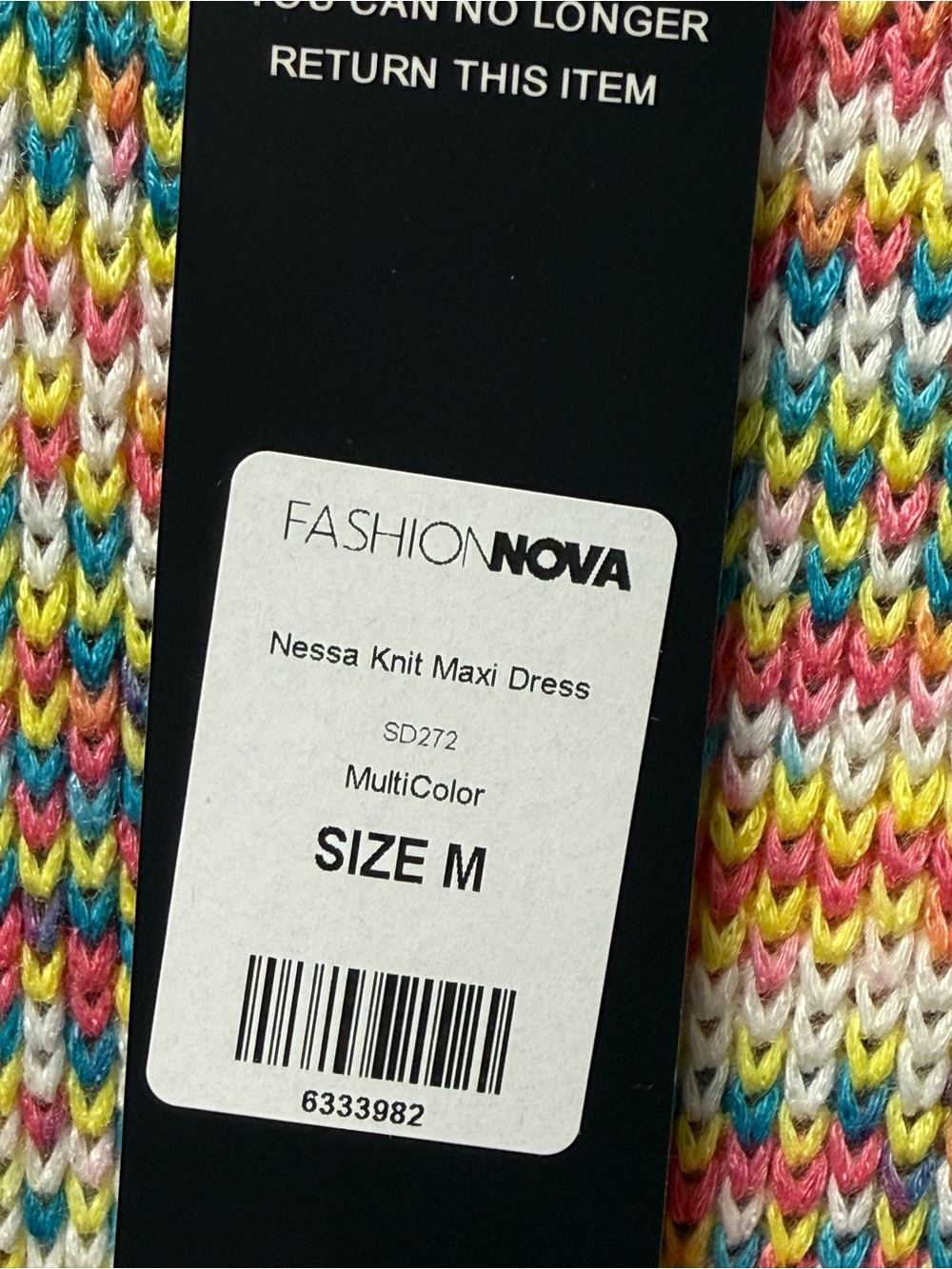 Fashion Nova Nessa Pastel Rainbow Crochet Fringe Midi Dress - Picture 10 of 10